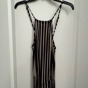 RVCA Navy Blue Striped Jumpsuit with Spaghetti Straps